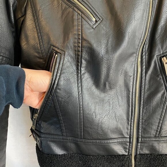 Tommy Hilfiger Faux Leather Jacket  with Sherpa Lining Ladies XS - Picture 9 of 16